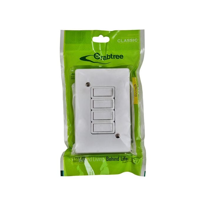 CRABTREE LIGHT SWITCH+COVER 4L 1W 2X4